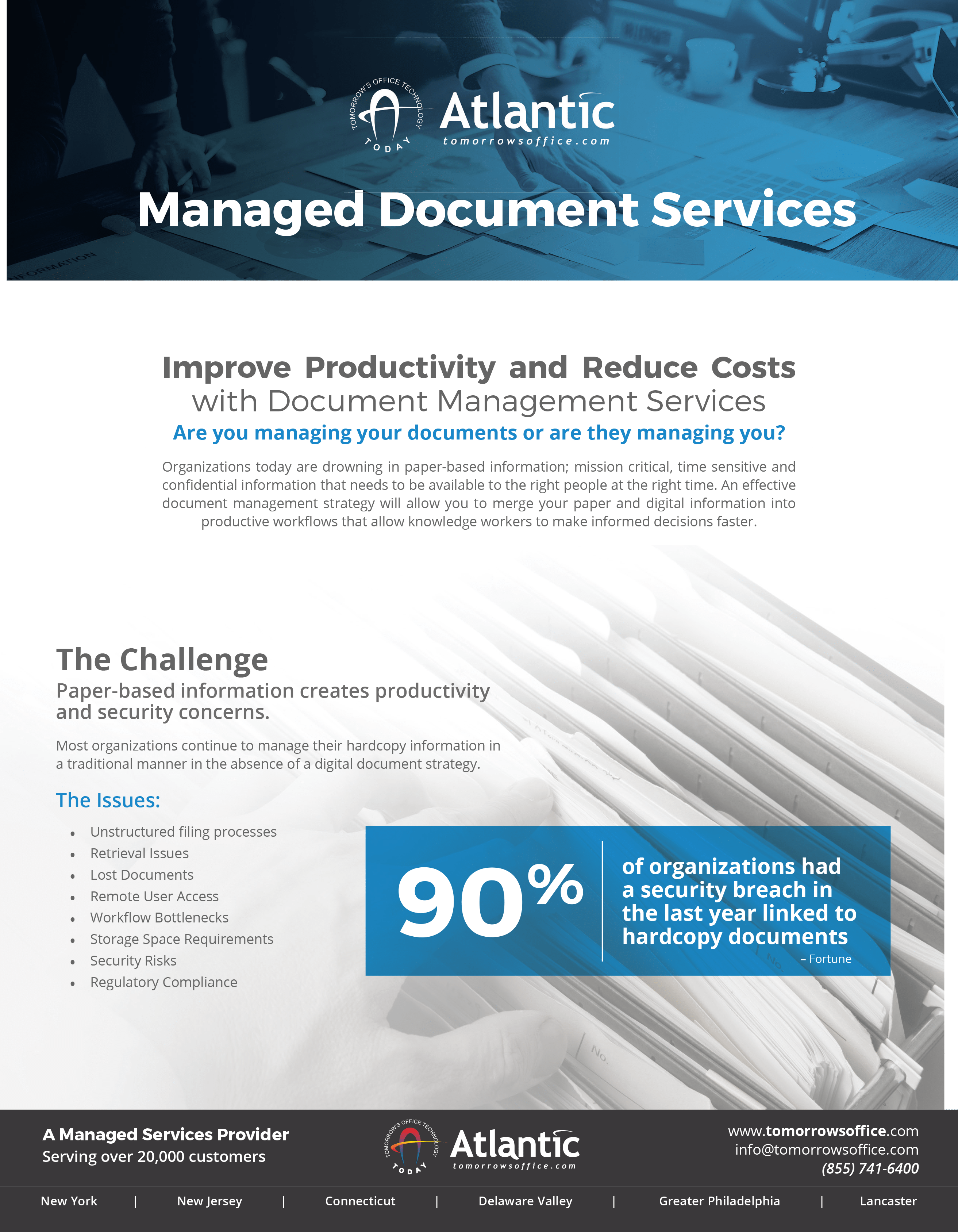 Atlantic Managed Document Services with text. Improve productivity and reduce costs.