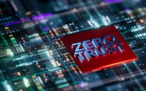 Zero Trust on computer board. Concept of disaster and recovery.