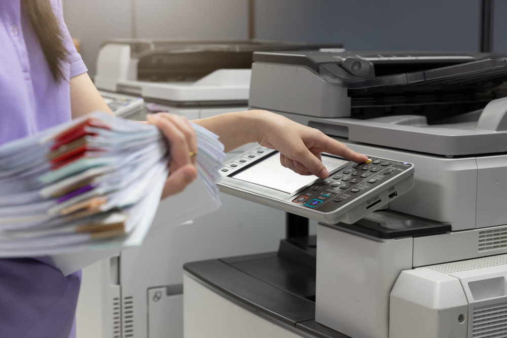 school administrator in school. Printing, Managed Print Services print concept.